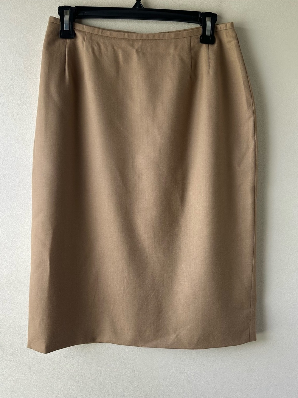 Vintage Liz Claiborne Collection Modest Midi Straight Skirt 100% Wool Khaki 10